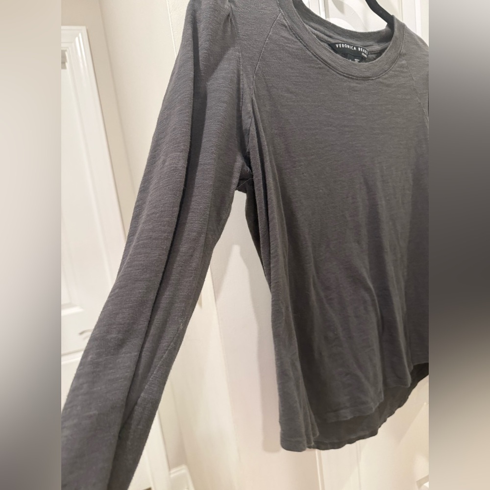 VERONICA BEARD Gray Charcoal Mason Baseball Tee - Size Medium - Picture 12 of 16